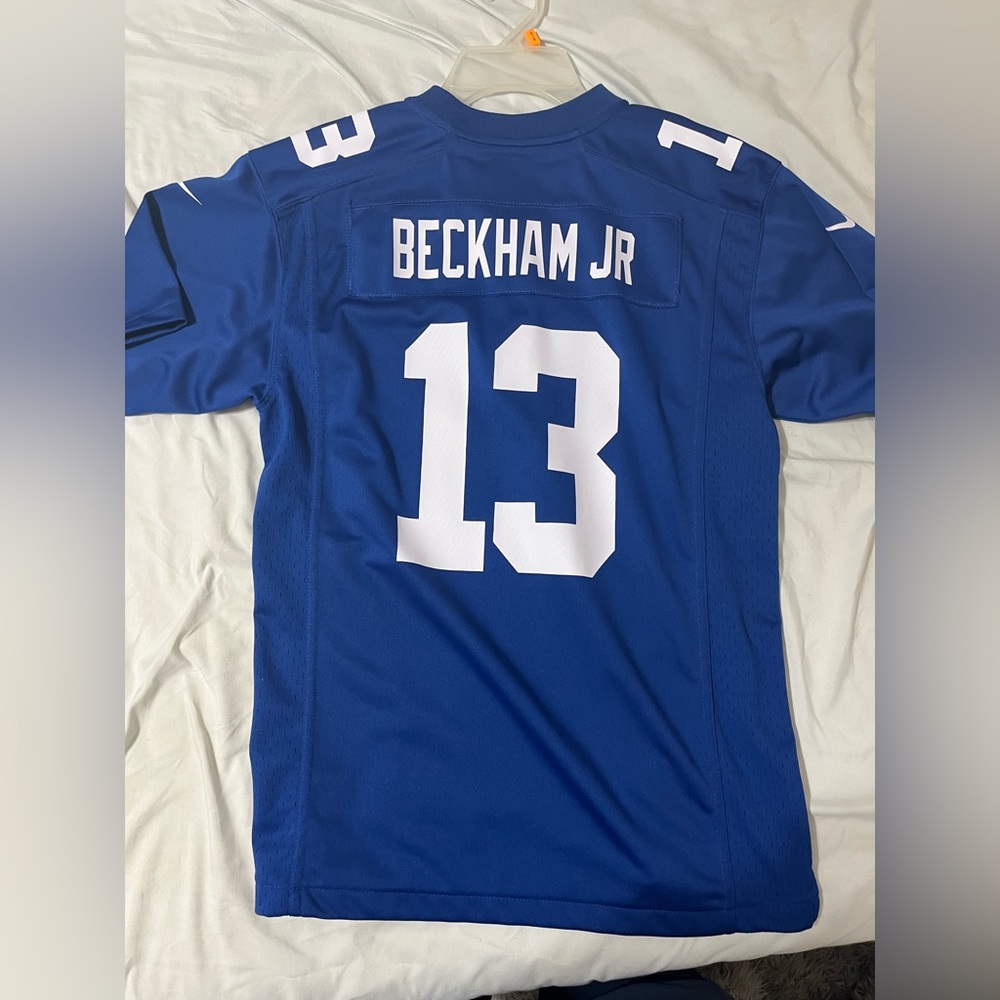 NFL JERSEY 
ODELL BECKHAM JR JERSEY 
NEW YORK GIANTS JERSEY
SIZE: YOUTH LARGE
